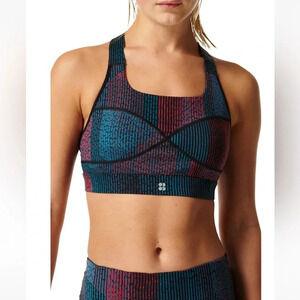 Sweaty Betty Power Racerback Sports Bra Black City‎ Lights Print XS NWT